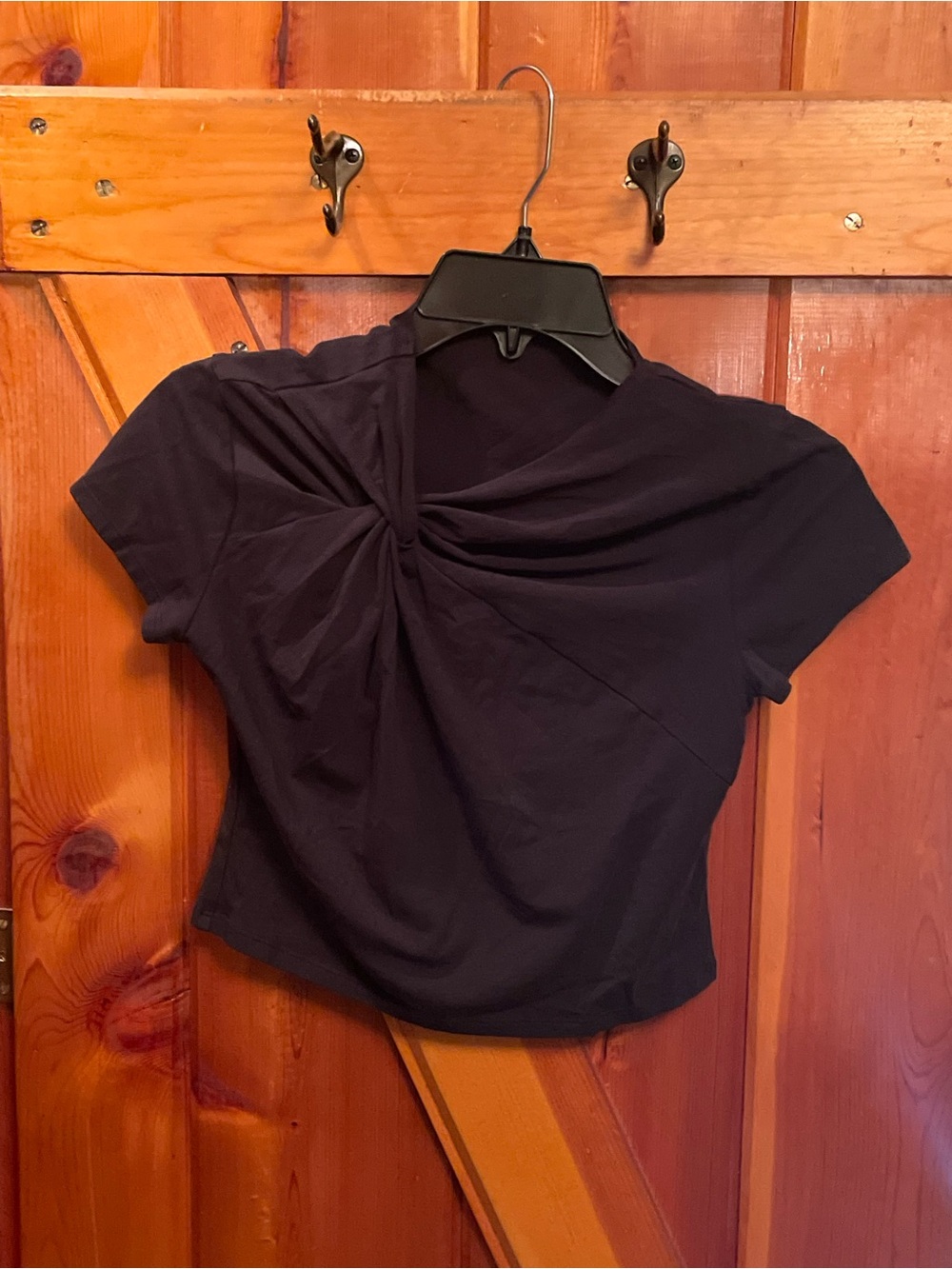 lululemon asymmetrical front twist t shirt black small crop top
